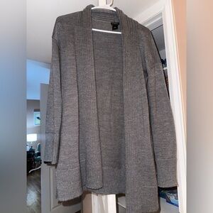 Ann Taylor Charcoal Open Front Cardigan